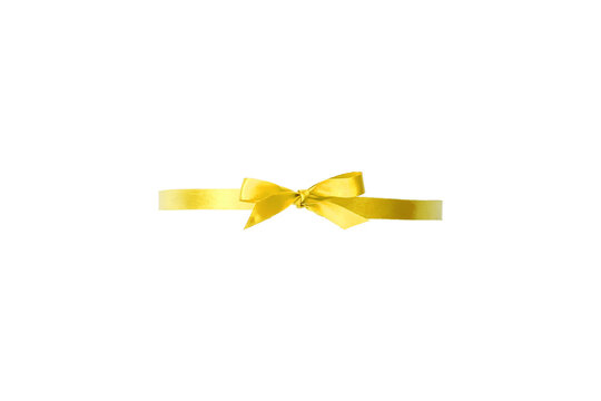 Wedding decorative golden yellow silk bow handmade. Isolated on white