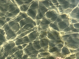 Transparent water with sun reflections.Abstract background of water.