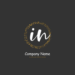 I N IN Initial handwriting and signature logo design with circle. Beautiful design handwritten logo for fashion, team, wedding, luxury logo.