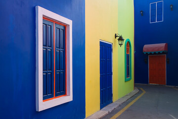 colorful architecture building and house in the alley