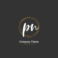Obraz premium P N PN Initial handwriting and signature logo design with circle. Beautiful design handwritten logo for fashion, team, wedding, luxury logo.