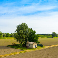 small farm in the countryside on summer