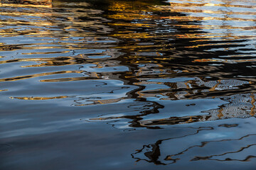 Glitters on the water of a river as abstract background