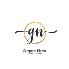 G N GN Initial handwriting and signature logo design with circle. Beautiful design handwritten logo for fashion, team, wedding, luxury logo.