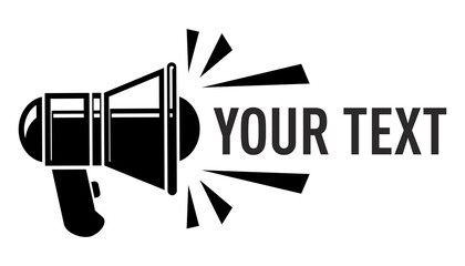 Megaphone design template for text input. Space for copying the text of the ad, advertisement or announcement. Vector on transparent background