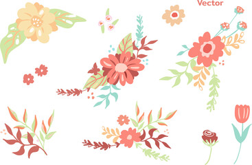 Vector.flowers collection, branches, natural elements,floral bouquets,flower compositions,and other natural elements	
