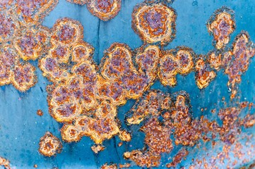 Texture rusty metal, rusty large scratches on metal, metal barrels orange rusty background, large...