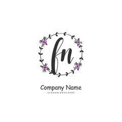 F N FN Initial handwriting and signature logo design with circle. Beautiful design handwritten logo for fashion, team, wedding, luxury logo.
