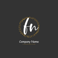 F N FN Initial handwriting and signature logo design with circle. Beautiful design handwritten logo for fashion, team, wedding, luxury logo.