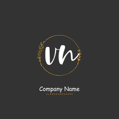 Obraz premium V N VN Initial handwriting and signature logo design with circle. Beautiful design handwritten logo for fashion, team, wedding, luxury logo.