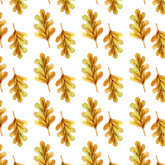 Watercolor autumn leaf pattern herbarium illustration nature element drawing graphic wallpaper