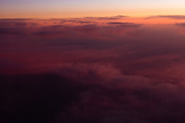 Clouds scape at sunset from above