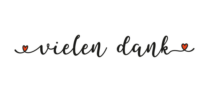 Handgeschriebene Phrase Vielen Dank als banner, logo. Lettering f&uuml;r Poster, Postkarte, Einladung, Web Banner, ad