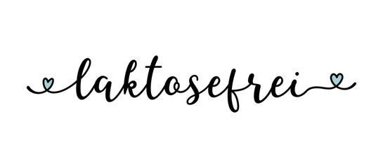 Hand sketched Laktosenfrei word in German as banner or logo. Translated Lactose Free. Lettering for header, label, announcement; advertising
