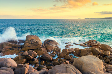 Port Elliot rugged coastline at sunset, Fleurieu Peninsula, South Australia
