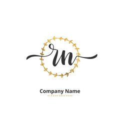 Obraz premium R N RN Initial handwriting and signature logo design with circle. Beautiful design handwritten logo for fashion, team, wedding, luxury logo.
