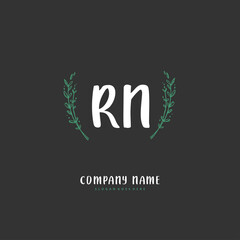 R N RN Initial handwriting and signature logo design with circle. Beautiful design handwritten logo for fashion, team, wedding, luxury logo.