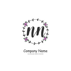 N NN Initial handwriting and signature logo design with circle. Beautiful design handwritten logo for fashion, team, wedding, luxury logo.