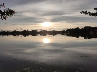 sunset over the lake