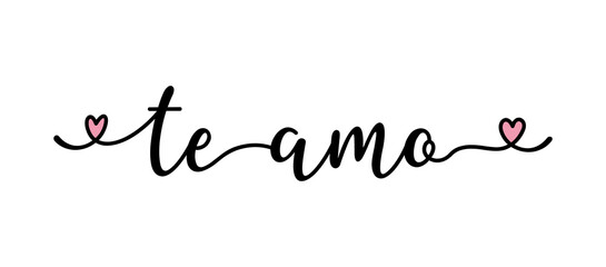 Handwritten quote Te Amo as banner in Spanish. Translated Love You. Lettering for header, label, advertising, label, flyer