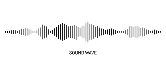 Black soundwave equalizer isolated on white background. Abstract music wave, radio signal frequency and digital voice visualisation. Audio sound symbol - obrazy, fototapety, plakaty