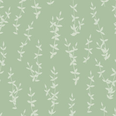 Seamless pattern of transparent thyme sprigs