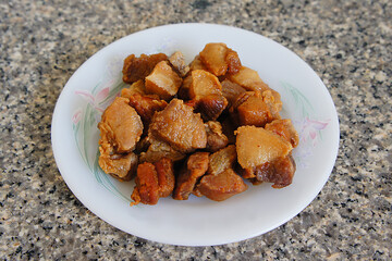 Salted pork in dish