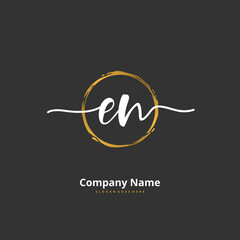 E N EN Initial handwriting and signature logo design with circle. Beautiful design handwritten logo for fashion, team, wedding, luxury logo.