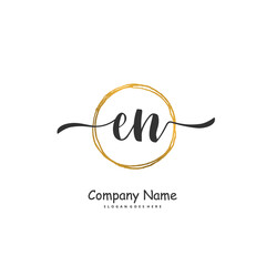 Fototapeta premium E N EN Initial handwriting and signature logo design with circle. Beautiful design handwritten logo for fashion, team, wedding, luxury logo.