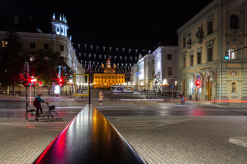 streets and buildingsin the  Tartu at night 