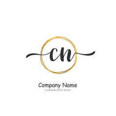 Fototapeta premium C N CN Initial handwriting and signature logo design with circle. Beautiful design handwritten logo for fashion, team, wedding, luxury logo.