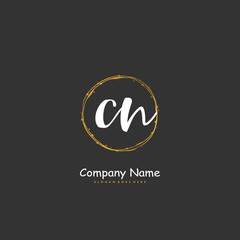 C N CN Initial handwriting and signature logo design with circle. Beautiful design handwritten logo for fashion, team, wedding, luxury logo.