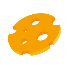 Fototapeta premium Tasty yellow holey cheese on white background, vector