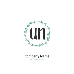 U N UN Initial handwriting and signature logo design with circle. Beautiful design handwritten logo for fashion, team, wedding, luxury logo.