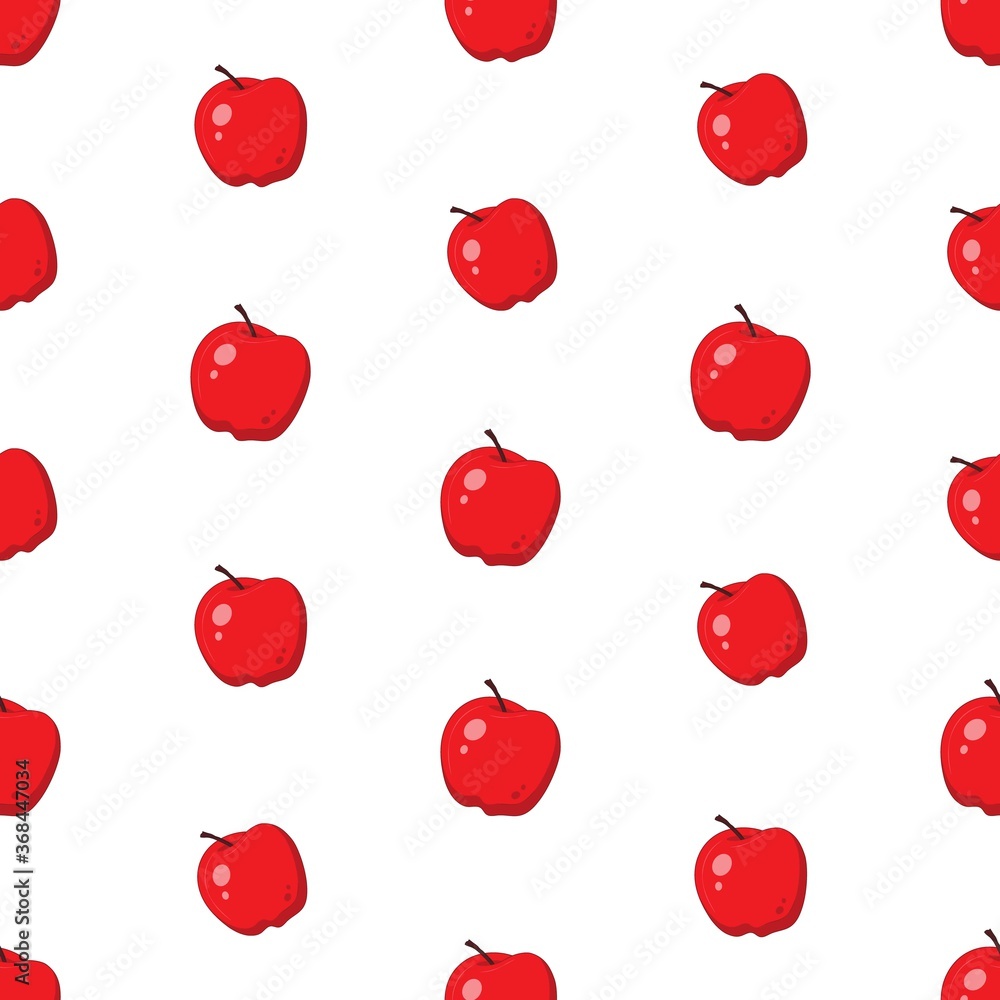 Poster red apples in flat cartoon style seamless pattern on a white background