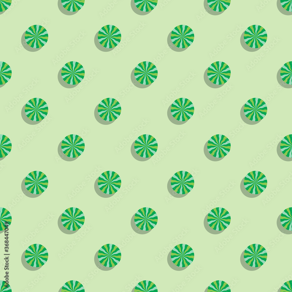 Poster flat icons of watermelon fruit seamless pattern on green background. simple stylish repeated element
