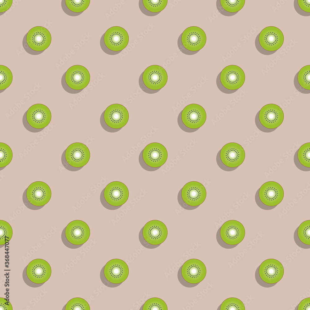 Poster flat icons of kiwi fruit seamless pattern on brown background. simple stylish repeated elements for 