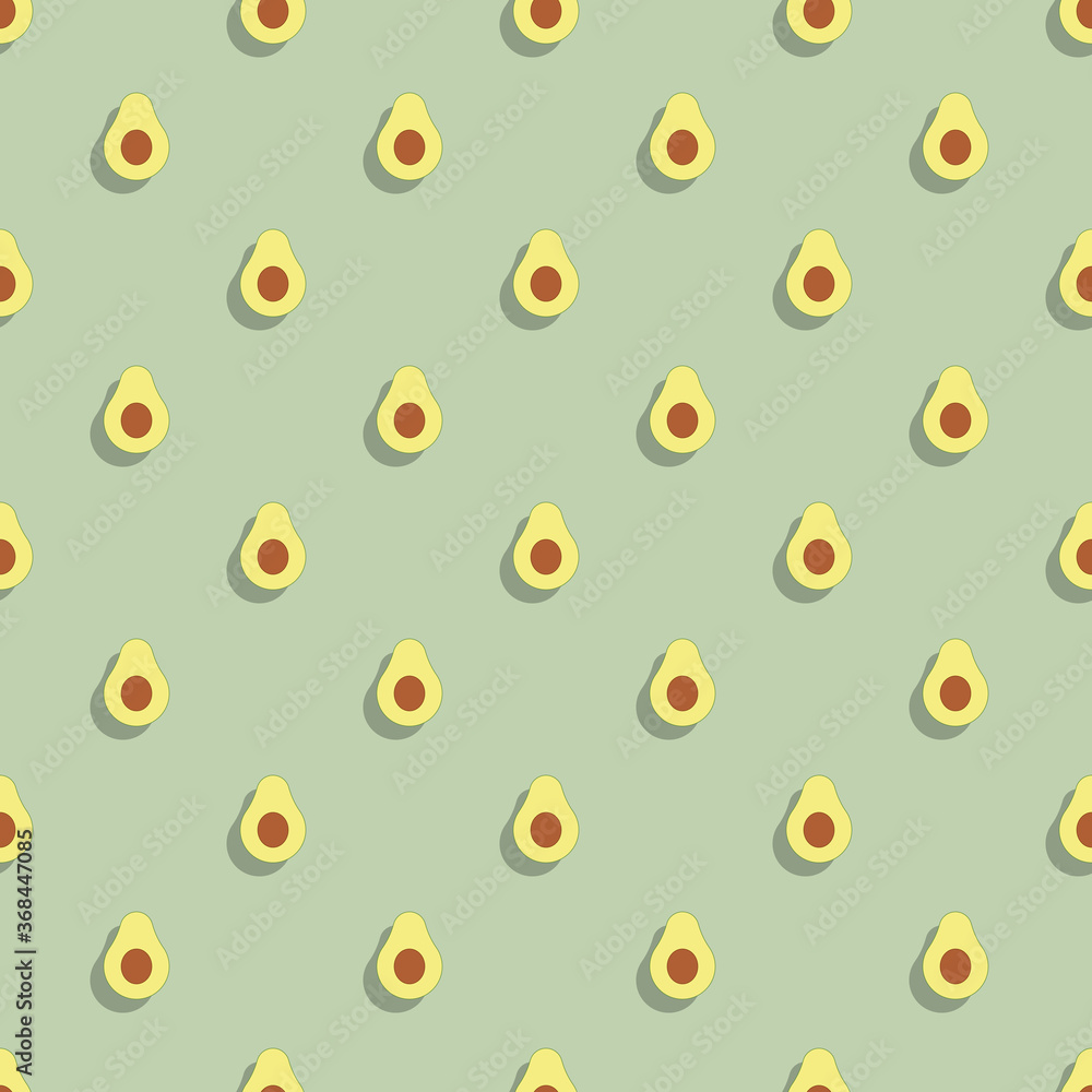 Poster flat icons of avocado fruit seamless pattern on green background. simple stylish repeated elements f