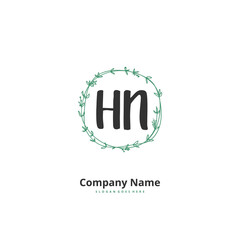 H N HN Initial handwriting and signature logo design with circle. Beautiful design handwritten logo for fashion, team, wedding, luxury logo.