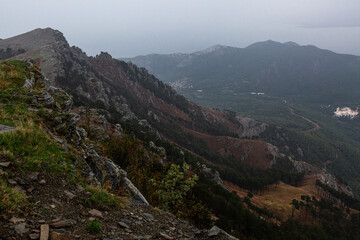 Cloudy views in mountains in Thassos island