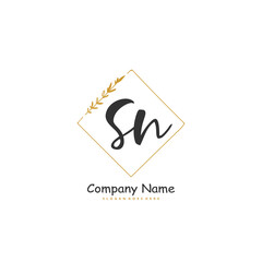 S N SN Initial handwriting and signature logo design with circle. Beautiful design handwritten logo for fashion, team, wedding, luxury logo.