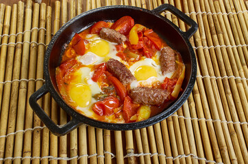 Middle Eastern eggs with merguez