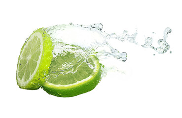 Water splash on lime slices - 368448266