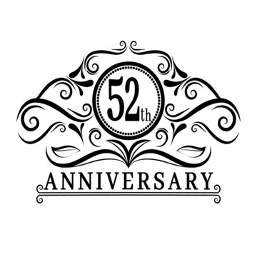 52 years Anniversary logo, luxurious 52th Anniversary design celebration.