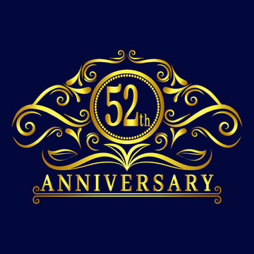 52 years Anniversary logo, luxurious 52th Anniversary design celebration.