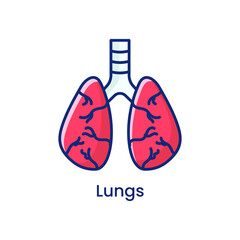 Corona Virus Lungs Colored Icon Vector