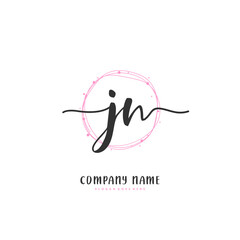 J N JN Initial handwriting and signature logo design with circle. Beautiful design handwritten logo for fashion, team, wedding, luxury logo.