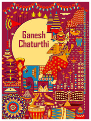 vector illustration of Lord Ganapati for Happy Ganesh Chaturthi festival religious banner background