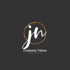 J N JN Initial handwriting and signature logo design with circle. Beautiful design handwritten logo for fashion, team, wedding, luxury logo.