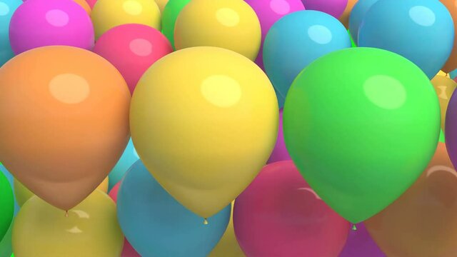 Happy birthday color balloons on green screen 4k